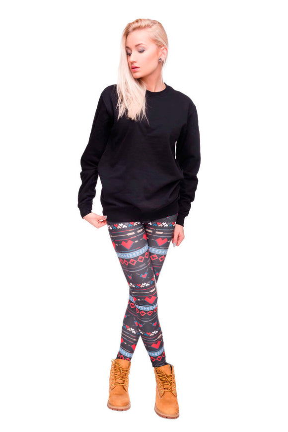 Ms Snowflake Hearts Leggings - fashiongram.ca