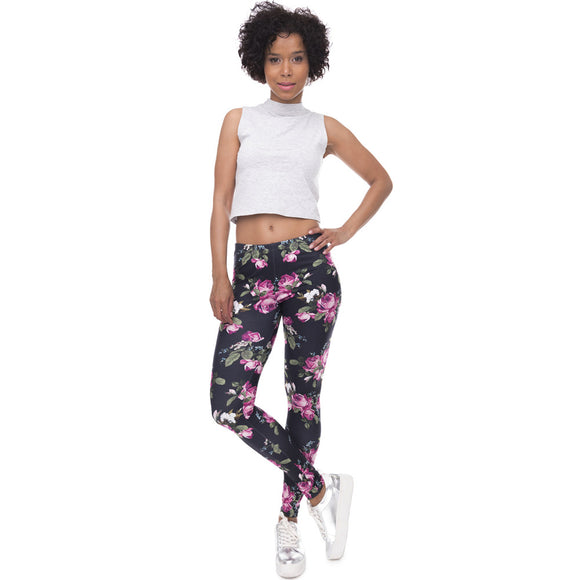 Exotic Cutie Retro Roses Leggings - fashiongram.ca