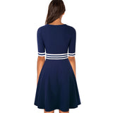 Wealthy Girl Vintage Striped Flare Dress - fashiongram.ca