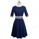 Wealthy Girl Vintage Striped Flare Dress - fashiongram.ca