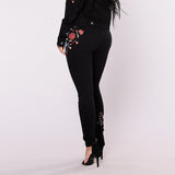 Confident Floral Skinny Black Jeans - fashiongram.ca