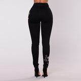 Confident Floral Skinny Black Jeans - fashiongram.ca