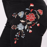 Confident Floral Skinny Black Jeans - fashiongram.ca