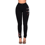 Confident Floral Skinny Black Jeans - fashiongram.ca