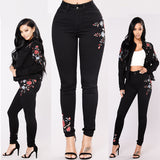 Confident Floral Skinny Black Jeans - fashiongram.ca